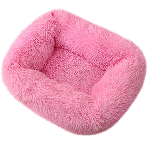 ROADDPMATE Donut Hunde- und Katzenbett, gemütliches Haustierbett, beruhigend, selbstwärmend, weiches Plüschkissen, verbesserter Schlaf für Katzen, kleine, mittelgroße Hunde (Rosa, klein) von ROADDPMATE