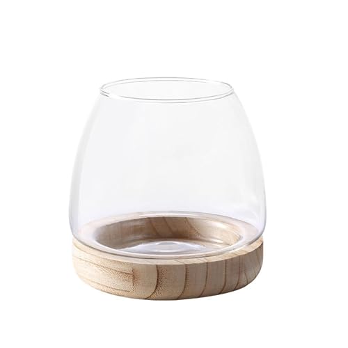 Glas-Terrarium-Behälter, transparente Glasvasen, Fischglasvase, Hydrokultur-Stützbasis, Fisch mit Holztank von ROBAUN