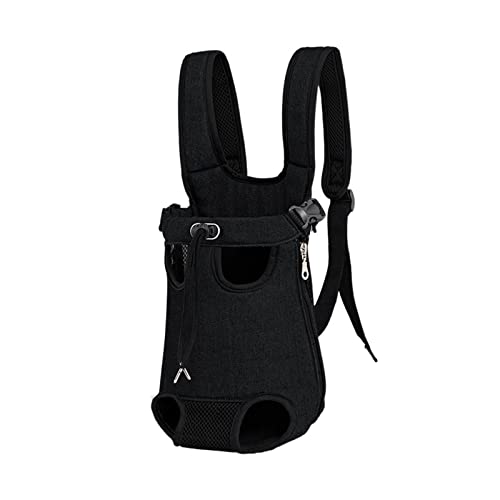 Haustierbedarf, Denim-Tragetasche, Outdoor-Reiserucksack, atmungsaktiv, Netzstoff, tragbare Hundetasche für kleine Hunde, Welpen, Katzen, Tragetaschen (Farbe: Schwarz / Schwarz, Größe: S) von ROBAUN