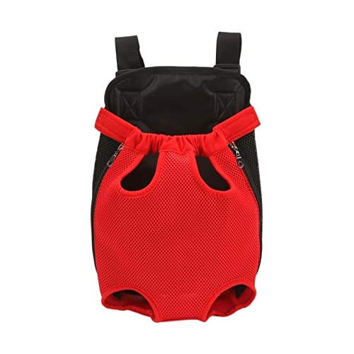 Haustierbedarf, Denim-Tragetasche, Outdoor-Reiserucksack, atmungsaktives Netzgewebe, tragbare Hundetasche für kleine Hunde, Welpen, Katzen, Tragetaschen (Farbe: Rot, Größe: XL) von ROBAUN