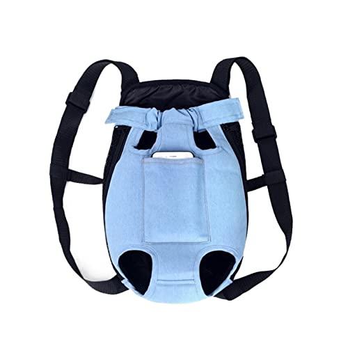 Haustierbedarf, Denim-Tragetasche, Outdoor-Reiserucksack, atmungsaktives Netzgewebe, tragbare Hundetasche für kleine Hunde, Welpen, Katzen, Tragetaschen (Farbe: hellblaue Tasche, Größe: S) von ROBAUN