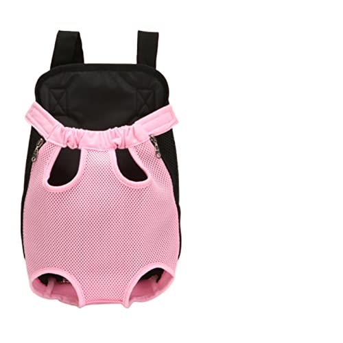 Haustierbedarf, Denim-Tragetasche, Outdoor-Reiserucksack, atmungsaktives Netzgewebe, tragbare Hundetasche für kleine Hunde, Welpen, Katzen, Tragetaschen (Farbe: rosa Schulterpolster, Größe: M) von ROBAUN