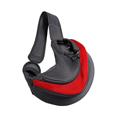 Haustierbedarf, tragbar, Netzstoff, Hund, atmungsaktiv, Rucksack, faltbar, große Kapazität, Katze, Tragetasche, tragbar, im Freien, Reisen, Haustier (Farbe: Rot, Größe: L) von ROBAUN