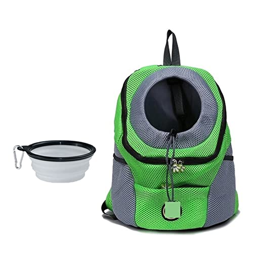 Haustierbedarf Haustier Hundetasche Rucksack Outdoor Tragbare Hundetasche Rucksack Out Doppelschulter Reise für Hunde Reise-Set (Farbe: Grün mit Schüssel, Größe: S für 0-5 kg) von ROBAUN