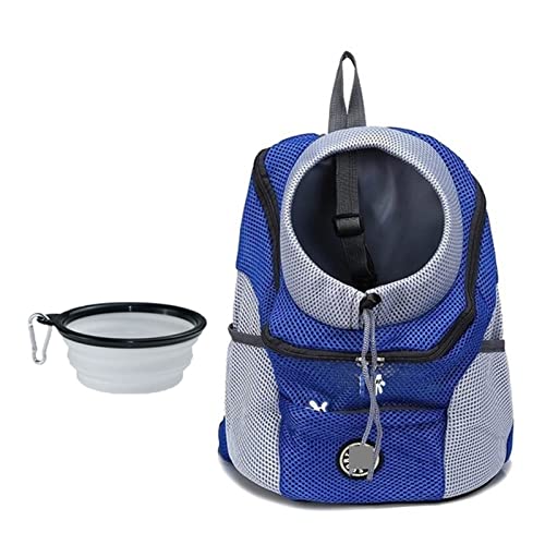 Haustierbedarf Hundebeutel Rucksack Outdoor tragbar Dog Bag Rucksack Out Doppelschulterreise für Hunde Travel Set (Farbe: Blau mit Schale, Größe: S für 0-5 kg) von ROBAUN