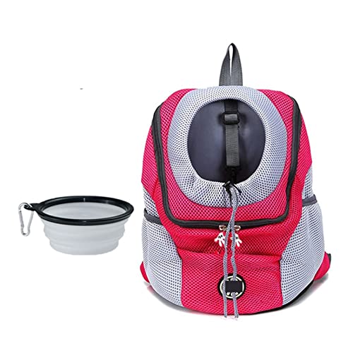 Haustierbedarf Hundebeutel Rucksack Outdoor tragbar Dog Bag Rucksack Out Doppelschulterreise für Hunde Travel Set (Farbe: Rosarot mit Schale, Größe: L für 10-13 kg) von ROBAUN