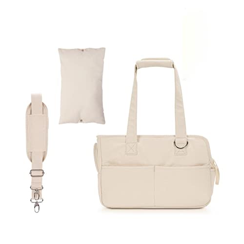 Haustierbedarf Welpentasche Kleiner Hund Tasche Welpe Handtasche Welpe Haustier Rucksack Hund Gehen Taschen Transport für Chihuahua für einen kleinen Hund (Farbe: Beige Tasche und Gurt, Größe: 37 x 17 von ROBAUN