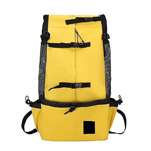 ROBAUN Haustierbedarf, atmungsaktive Haustiertasche für große Hunde, Golden Retriever, Bulldogge, Rucksack, verstellbare Reisetaschen, Haustierprodukte (Farbe: Gelb, Größe: L) von ROBAUN