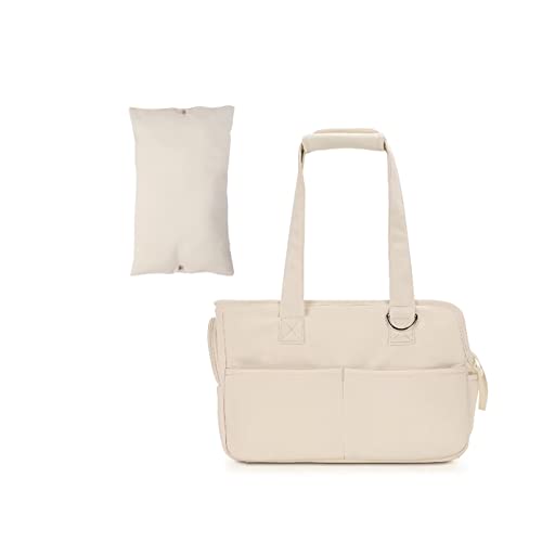 ROBAUN Haustierbedarf Welpentasche Kleine Hundetasche Welpe Handtasche Welpe Haustier Rucksack Hund Gassi Gehen Taschen Tragen für Chihuahua für einen kleinen Hund (Farbe: Beige Tasche, Größe: 41 x 19 von ROBAUN