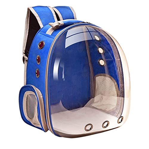 Zubehör für Haustiere Katze Tasche Pet Umhängetasche Katze Rucksack Katze Tasche Outdoor Pet Bag Atmungsaktiv Reise Transparente Tasche für Kätzchen Kleine Hunde (Color : Classic Blue) von ROBAUN