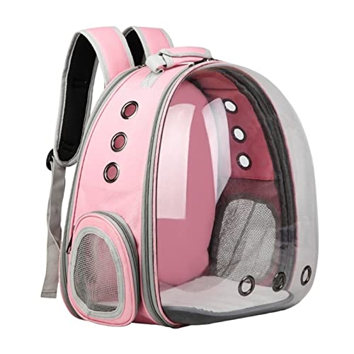 Zubehör für Haustiere Katze Tasche Pet Umhängetasche Katze Rucksack Katze Tasche Outdoor Pet Bag Atmungsaktiv Reise Transparente Tasche für Kätzchen Kleine Hunde (Color : Classic Pink) von ROBAUN