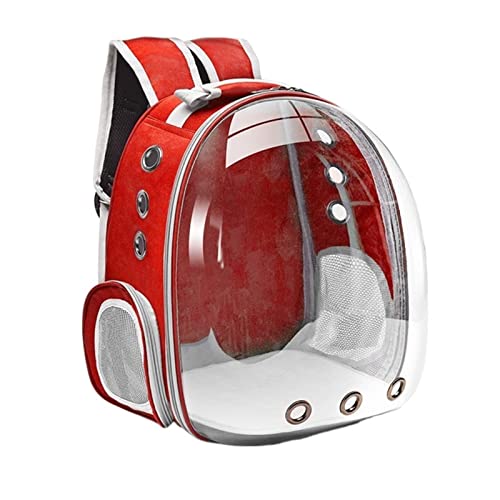 Zubehör für Haustiere Katze Tasche Pet Umhängetasche Katze Rucksack Katze Tasche Outdoor Pet Bag Atmungsaktiv Reise Transparente Tasche für Kätzchen Kleine Hunde (Color : Classic Red) von ROBAUN