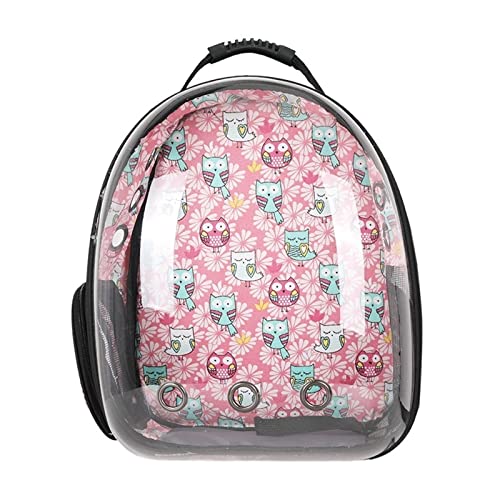 Zubehör für Haustiere Katze Tasche Pet Umhängetasche Katze Rucksack Katze Tasche Outdoor Pet Bag Atmungsaktiv Reise Transparente Tasche für Kätzchen Kleine Hunde (Color : Pink Owl) von ROBAUN