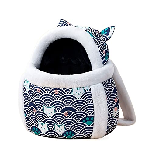 Zubehör für Haustiere Pet Bag Winter Warm Dog Rucksack Tragbare Reise Welpen Katze Doppel Schulter Haustiere Kopf Come Out Bag (Color : Blue, Size : 28x21x36cm) von ROBAUN