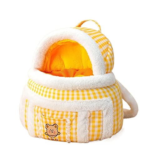 Zubehör für Haustiere Pet Bag Winter Warm Dog Rucksack Tragbare Reise Welpen Katze Doppel Schulter Haustiere Kopf Come Out Bag (Color : Yellow, Size : 32x25x40cm) von ROBAUN