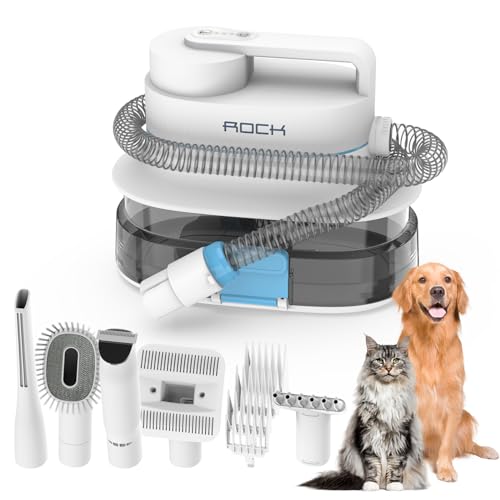 ROCK Hundeschermaschine mit Staubsauger, 4L Vakuumsaugleistung von 99,99% für Haustierhaare, Haustier-Staubsauger mit Föhn with Haarschneider von ROCK