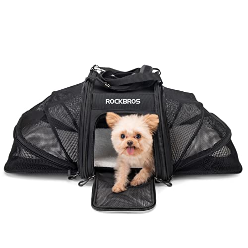 ROCKBROS Hundetasche Tragetasche Hund & Katze Hundebox Gepäckträgertasche Faltbar Tragbar Atmungsaktiv 5 Tragemöglichkeiten 25L Transportbox für Katzen und Hunde von ROCKBROS