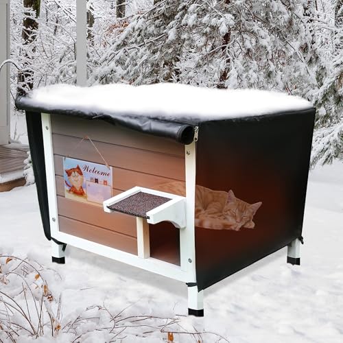 Outdoor Katzenhaus Isoliert, Feral Katzenhaus für Katzen im Freien mit Abdeckung Outdoor Katzenhaus Isoliert, Feral Katzenhaus für Katzen im Freien mit Abdeckung von ROCKEVER