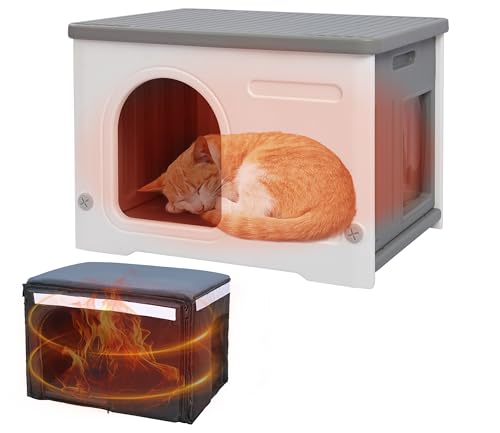 Rockever Modernes Katzenhaus aus Kunststoff mit isolierter Auskleidung, 40,6 cm T x 50,8 cm B x 38,1 cm H, wasserdicht, geräumig, einfache Montage, Grau von ROCKEVER