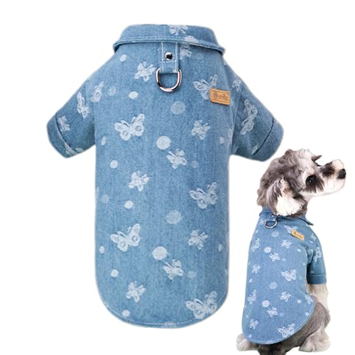 Hundehemd für kleine Hunde, Denim, niedliche Hundekleidung, bequeme Hundebekleidung, weiche Welpenkleidung für Zwergspitz, Hunde, Reisen Rockia von ROCKIA