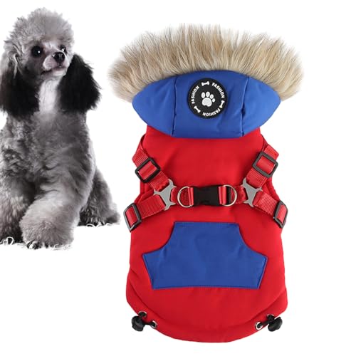 Hundejacke Winter | Wasserdichter Warmer Hundemantel mit Hut | Bequeme Hundebekleidung mit Traktionsschnalle, Hundejacke für Spaziergänge im Freien Rockia von ROCKIA