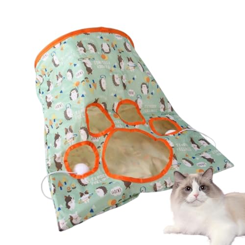 Katzenspielzeug-Tunneltasche, Katzenspiel-Tunneltasche - Katzenröhren-Spielplatzspielzeug | Kreative, zusammenklappbare, langlebige, Bezaubernde Katzen-Crinkle-Tasche mit Pfotendesign und Rockia von ROCKIA