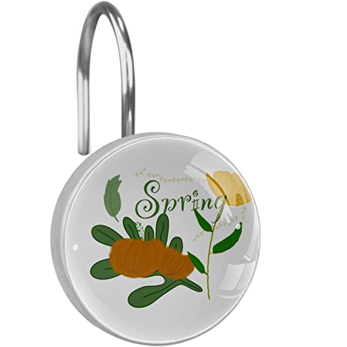 12 Packungen Dekorative Duschvorhanghaken, Edelstahl Duschhaken Ringe für Badezimmer, Duschvorhangringe Aufhänger Blume Floral von RODAILYCAY
