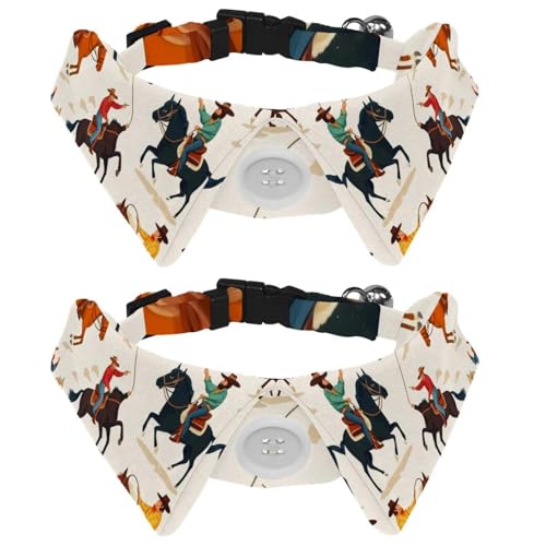 2 Packungen Hundehalsbänder für mittelgroße Hunde, Wilder Westen, Vintage-Cowboys, Herren, Pferdemuster, Katzen-Fliege mit Schnalle, Halsband-Shirts für Haustier-Fliegen, Halsumfang 28,4–31 cm 2 Packungen Hundehalsbänder für mittelgroße Hunde, Wilder Westen, Vintage-Cowboys, Herren, Pferdemuster, Katzen-Fliege mit Schnalle, Halsband-Shirts für Haustier-Fliegen, Halsumfang 28,4–31 cm von RODAILYCAY