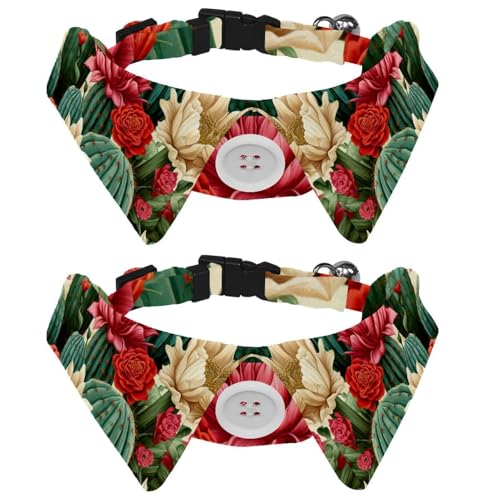 2 Packungen Katzenhalsband mit Fliegen, Kaktus, verstellbares Hundehalsband, niedliche Haustier-Fliege für kleine, mittelgroße Hunde, Katzen, Welpen 2 Packungen Katzenhalsband mit Fliegen, Kaktus, verstellbares Hundehalsband, niedliche Haustier-Fliege für kleine, mittelgroße Hunde, Katzen, Welpen von RODAILYCAY