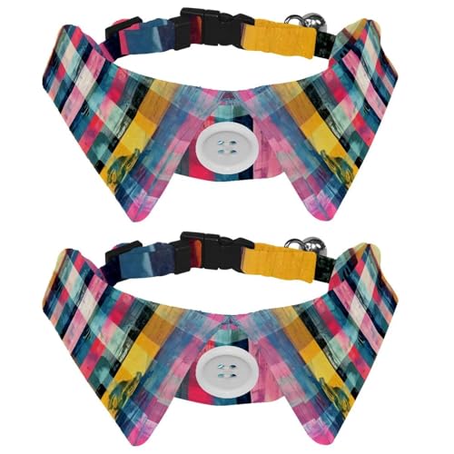 2 Packungen Welpenhalsbänder, Aquarellfarben, künstlerische Geometrie, nahtlos, Revers-Stil, Pfoten, Hundehalsband mit Krawatte, verstellbare Haustier-Fliegen für kleine, mittelgroße Hunde und Katzen 2 Packungen Welpenhalsbänder, Aquarellfarben, künstlerische Geometrie, nahtlos, Revers-Stil, Pfoten, Hundehalsband mit Krawatte, verstellbare Haustier-Fliegen für kleine, mittelgroße Hunde und Katzen von RODAILYCAY