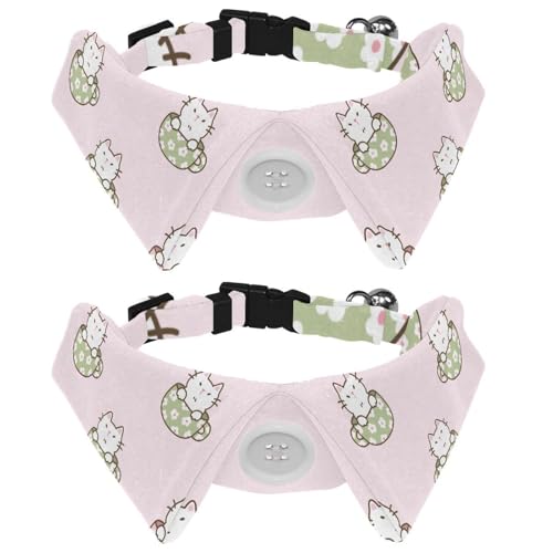 2 Packungen Welpenhalsbänder, niedliche Cartoon-Katze, Samt, Fliege Halsband, verstellbar, formelle Haustier-Smokingfliegen für Jungen, Mädchen, Hunde, Katzen von RODAILYCAY