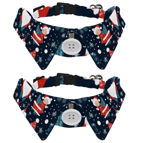 2 Packungen Welpenhalsband, Weihnachtsbaum, Schneeflocke, niedlicher Weihnachtsmann, Urlaub, kleine Hunde, Fliegen, verstellbare Katzen-Fliegen, Halsband für mittelgroße Hunde, Katzen, Haustiere von RODAILYCAY