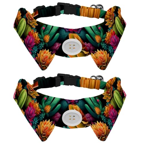 2 Packungen kleines Hundehalsband, Kaktus, verstellbares Katzenhalsband mit Fliegen, niedliche Haustier-Fliege für mittelgroße Hunde, Katzen, Welpen, Kaninchen, Kätzchen von RODAILYCAY
