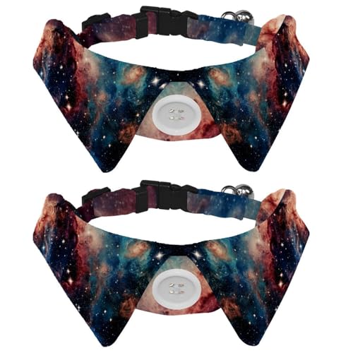 2 Stück Galaxy Universe Planet Fliege Hundehalsband, Mädchen Jungen Hundehalsband mit Fliege, Haustier Katze Fliegen für kleine, mittelgroße Welpen, Kätzchen, Kaninchen von RODAILYCAY