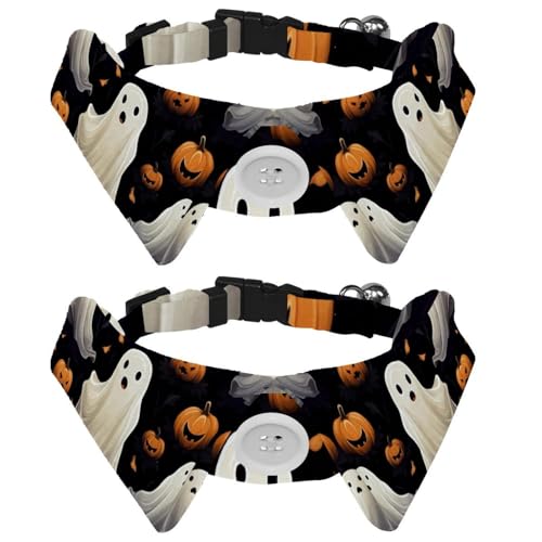 2 Stück Hundehalsband im Hemd-Stil, Halloween-Geist, verstellbare Haustierhalsbänder mit Fliege, niedliche Katzen-Fliege für kleine, mittelgroße Jungen, Mädchen, Katzen, Hunde, Welpen 2 Stück Hundehalsband im Hemd-Stil, Halloween-Geist, verstellbare Haustierhalsbänder mit Fliege, niedliche Katzen-Fliege für kleine, mittelgroße Jungen, Mädchen, Katzen, Hunde, Welpen von RODAILYCAY