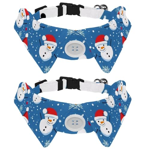 2 Stück Hundehalsband mit Fliege, Weihnachtsschneeflocke, Schneemann, Hemd, Stil, Fliege, verstellbares Katzenhalsband für kleine Hunde, Welpen, Katzen, Kaninchen von RODAILYCAY