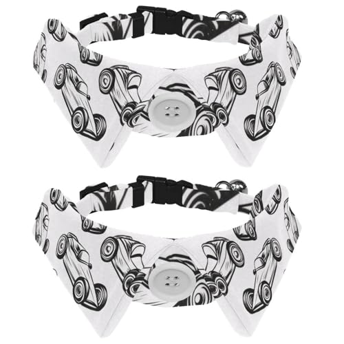 2 Stück Kätzchen-Halsbänder, Doodle-Autos, nahtlos, schwarz-weißes Muster, Samt, Welpen, Hunde, Fliege, Halsband, verstellbar, formelle Haustier-Smokingfliegen für Jungen, Mädchen, Hunde, Katzen 2 Stück Kätzchen-Halsbänder, Doodle-Autos, nahtlos, schwarz-weißes Muster, Samt, Welpen, Hunde, Fliege, Halsband, verstellbar, formelle Haustier-Smokingfliegen für Jungen, Mädchen, Hunde, Katzen von RODAILYCAY