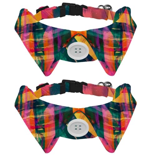 2 Stück Kunst Aquarell Geometrie Karomuster Kleine Hundehalsband mit Fliege, verstellbares Welpenhalsband, Haustier-Smokingfliegen für Katzen, Hunde, Kaninchen 2 Stück Kunst Aquarell Geometrie Karomuster Kleine Hundehalsband mit Fliege, verstellbares Welpenhalsband, Haustier-Smokingfliegen für Katzen, Hunde, Kaninchen von RODAILYCAY