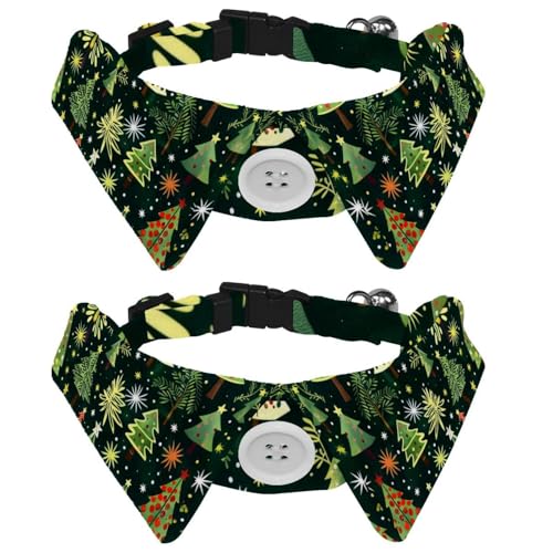 2 Stück Welpenhalsbänder, Weihnachtsbaum, Stern, Schneeflockenmuster, Revers-Stil, Pfoten, Hundehalsband mit Fliege, verstellbare Haustier-Fliegen für kleine, mittelgroße Hunde und Katzen 2 Stück Welpenhalsbänder, Weihnachtsbaum, Stern, Schneeflockenmuster, Revers-Stil, Pfoten, Hundehalsband mit Fliege, verstellbare Haustier-Fliegen für kleine, mittelgroße Hunde und Katzen von RODAILYCAY