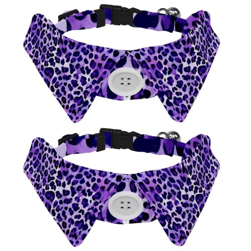 2 Stück Welpenhalsbänder, violetter Leoparden-Samt, Fliege, Halsband, verstellbar, formell, Smoking, Fliegen für Jungen, Mädchen, Hunde, Katzen 2 Stück Welpenhalsbänder, violetter Leoparden-Samt, Fliege, Halsband, verstellbar, formell, Smoking, Fliegen für Jungen, Mädchen, Hunde, Katzen von RODAILYCAY