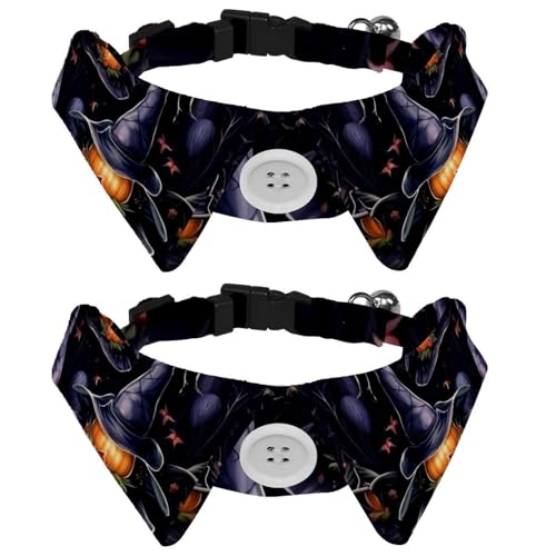 2 Stück Welpenhalsband, Halloween-Hexenhut, Urlaub, Hundefliege, verstellbares Katzenhalsband mit Fliegen für kleine, mittelgroße Hunde, Katzen, Haustiere, Kaninchen von RODAILYCAY