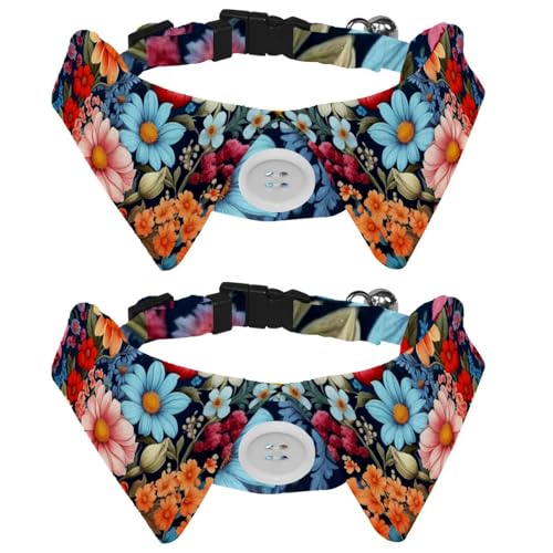 2 Stück bunte Blumen kleine Hundehalsband, verstellbares Katzenhalsband mit Fliegen, niedliche Haustier-Fliege für mittelgroße Hunde, Katzen, Welpen, Kaninchen, Kätzchen von RODAILYCAY