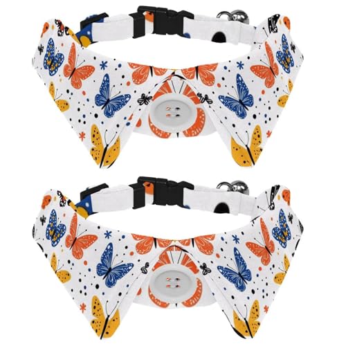 2 Stück buntes Hundehalsband mit Schmetterling und Blume, mit Fliege, verstellbares Hemd, Revers-Design, Fliege, Haustierhalsband für kleine Hunde, Welpen und Katzen von RODAILYCAY