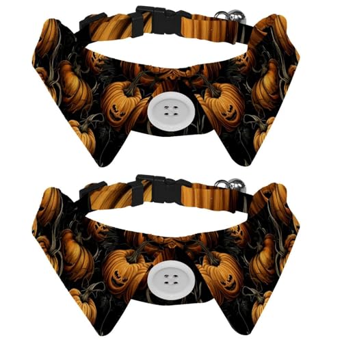 2 Stück kleines Hundehalsband, verstellbares Katzenhalsband mit Fliegen, Halloween-Kürbis-süße Haustier-Fliege für mittelgroße Hunde, Katzen, Welpen 2 Stück kleines Hundehalsband, verstellbares Katzenhalsband mit Fliegen, Halloween-Kürbis-süße Haustier-Fliege für mittelgroße Hunde, Katzen, Welpen von RODAILYCAY