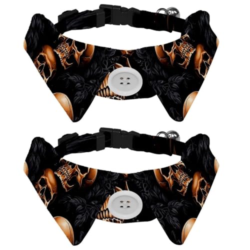 2 Stück kleines Hundehalsband mit Fliege, Halloween-Schädel, verstellbares Welpenhalsband, Haustier-Smoking-Fliegen für Katzen, Hunde, Kaninchen 2 Stück kleines Hundehalsband mit Fliege, Halloween-Schädel, verstellbares Welpenhalsband, Haustier-Smoking-Fliegen für Katzen, Hunde, Kaninchen von RODAILYCAY