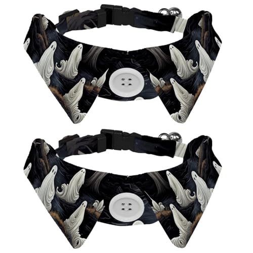 2 x Hunde-Fliegen, Halloween-Geister-Shirt, Revers-Stil, Katze, Kätzchen, Halsband, mit Fliege für kleine Katzen, Welpen, Haustiere 2 x Hunde-Fliegen, Halloween-Geister-Shirt, Revers-Stil, Katze, Kätzchen, Halsband, mit Fliege für kleine Katzen, Welpen, Haustiere von RODAILYCAY