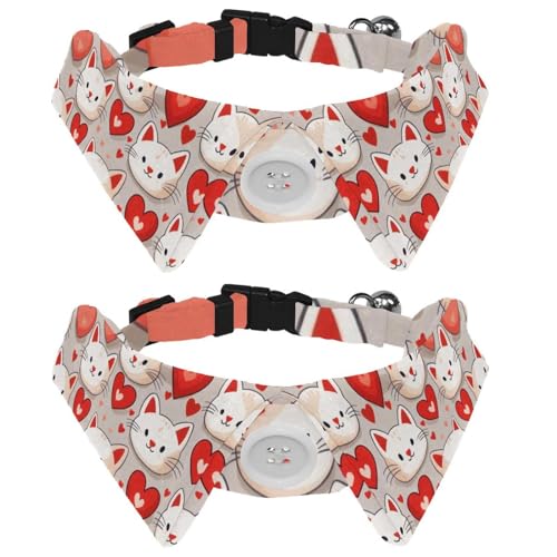 2 x Hundehalsbänder für mittelgroße Hunde, Cartoon-Katze, rotes Liebesherz, Katzen-Fliege mit Kunststoffschnalle, Halsband-Shirts für Haustier-Fliegen, Halsumfang 28,4–31 cm 2 x Hundehalsbänder für mittelgroße Hunde, Cartoon-Katze, rotes Liebesherz, Katzen-Fliege mit Kunststoffschnalle, Halsband-Shirts für Haustier-Fliegen, Halsumfang 28,4–31 cm von RODAILYCAY