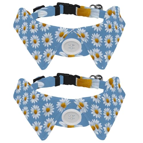2 x Hundehalsbänder für mittelgroße Hunde, mit Gänseblümchen-blauem Hintergrund, Katzenfliege mit Schnalle, Kragenhemden für Haustier-Fliegen, Halsumfang 28,4–31 cm 2 x Hundehalsbänder für mittelgroße Hunde, mit Gänseblümchen-blauem Hintergrund, Katzenfliege mit Schnalle, Kragenhemden für Haustier-Fliegen, Halsumfang 28,4–31 cm von RODAILYCAY