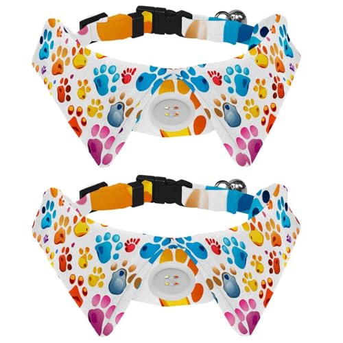 2 x Hundehalsband mit Pfotenabdruck, mit Fliege, verstellbares Welpenhalsband, Haustier-Smokingfliegen für Katzen, Hunde, Kaninchen, 2 Stück 2 x Hundehalsband mit Pfotenabdruck, mit Fliege, verstellbares Welpenhalsband, Haustier-Smokingfliegen für Katzen, Hunde, Kaninchen, 2 Stück von RODAILYCAY