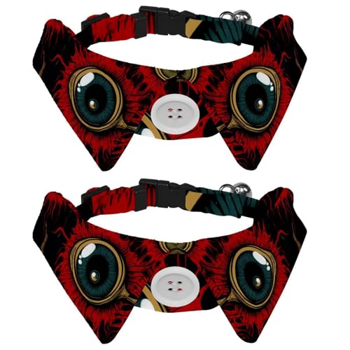 2 x Kätzchen-Halsbänder, Halloween-Augapfel-Samt, für Welpen, Hunde, Fliege, Halsband, verstellbar, formelle Haustier-Smoking-Fliegen für Jungen, Mädchen, Hunde, Katzen 2 x Kätzchen-Halsbänder, Halloween-Augapfel-Samt, für Welpen, Hunde, Fliege, Halsband, verstellbar, formelle Haustier-Smoking-Fliegen für Jungen, Mädchen, Hunde, Katzen von RODAILYCAY